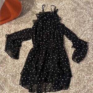 Blue Life Polka Dot Cold Shoulder Dress